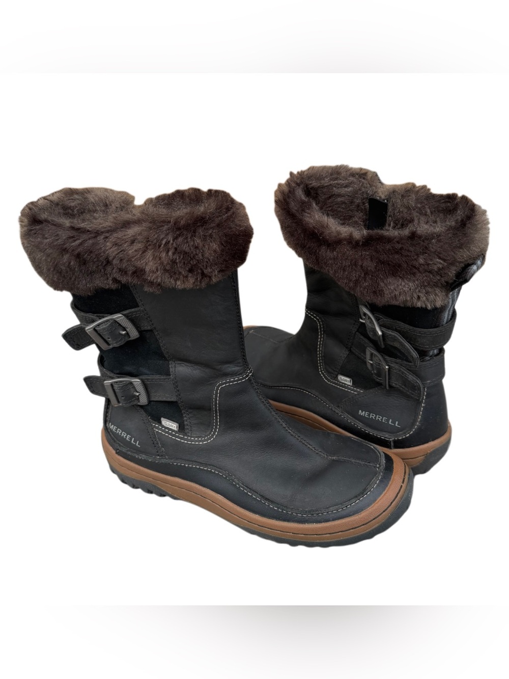 Women’s Merrell Decora Chant Waterproof Boot Sz 10 Leather Pig Suede Winter Snow